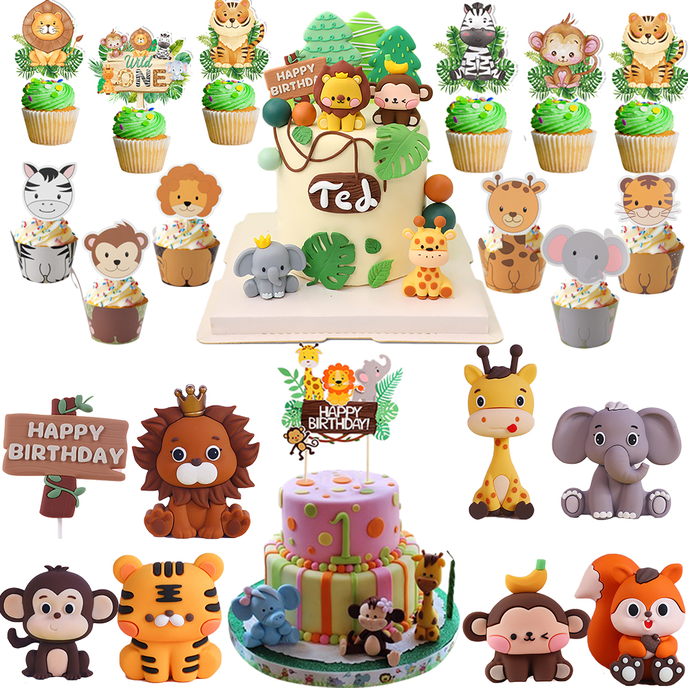 Wedding Zoo - Jungle Animals Birthday Cake Toppers Lion