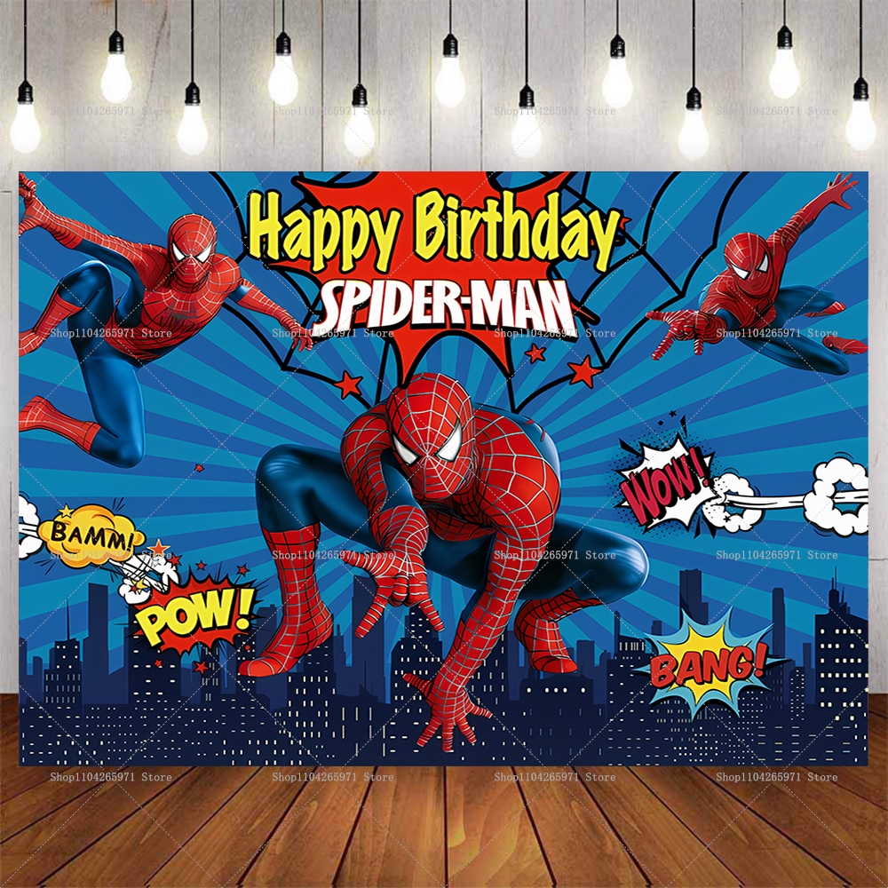 Wedding Superstar - Cool Spider-Man Birthday Backdrop Banner Super