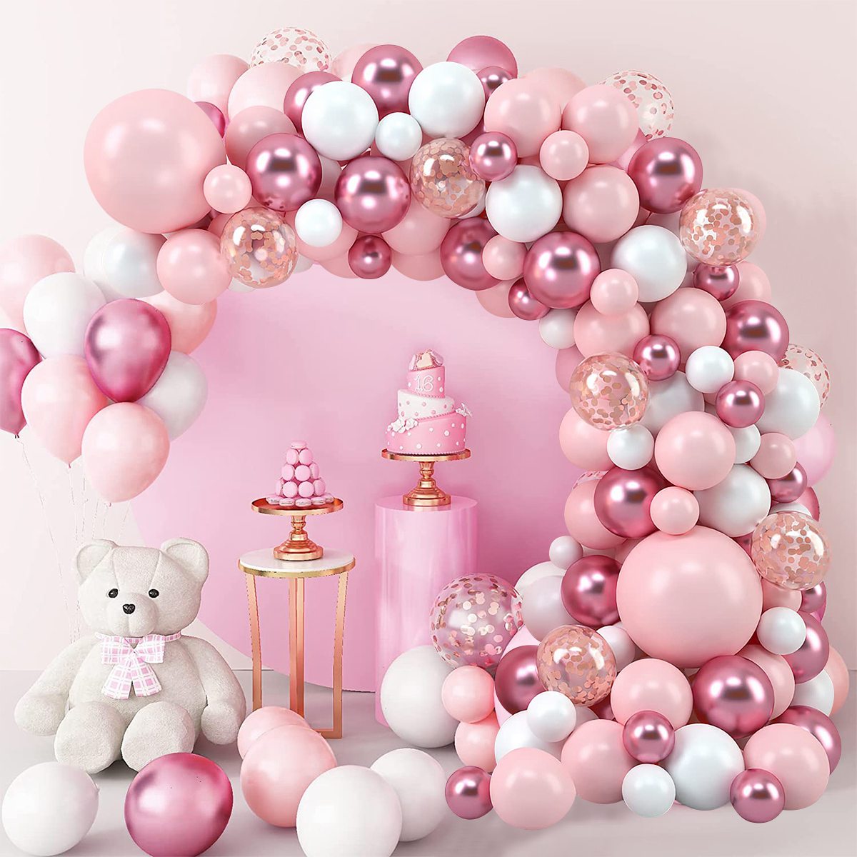 Pink Macaron Balloons Garland  - مراجعة Wedding Day Supply Kit وسعره