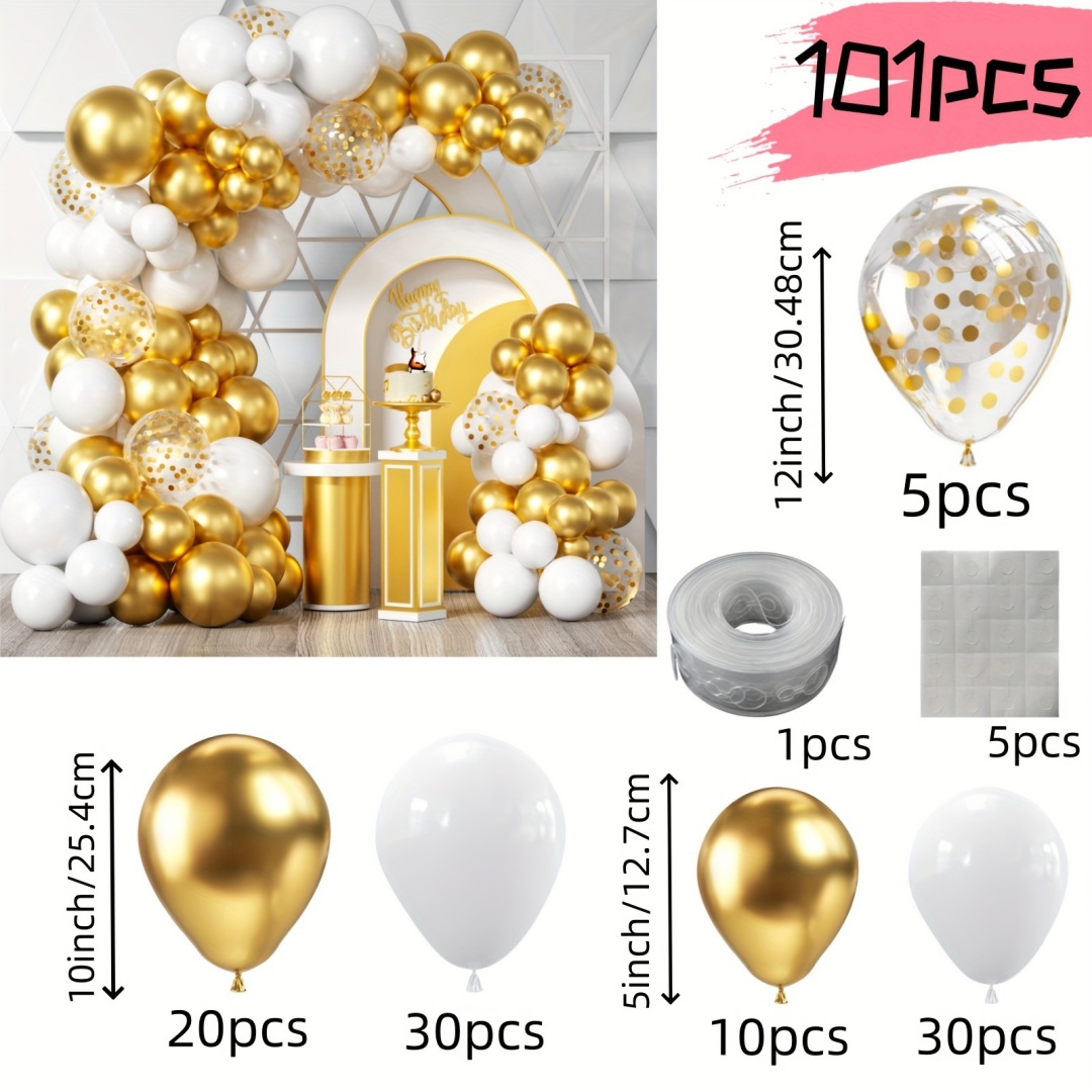101pcs White Golden Balloons G - مراجعة Wedding Day Supply Kit وسعره