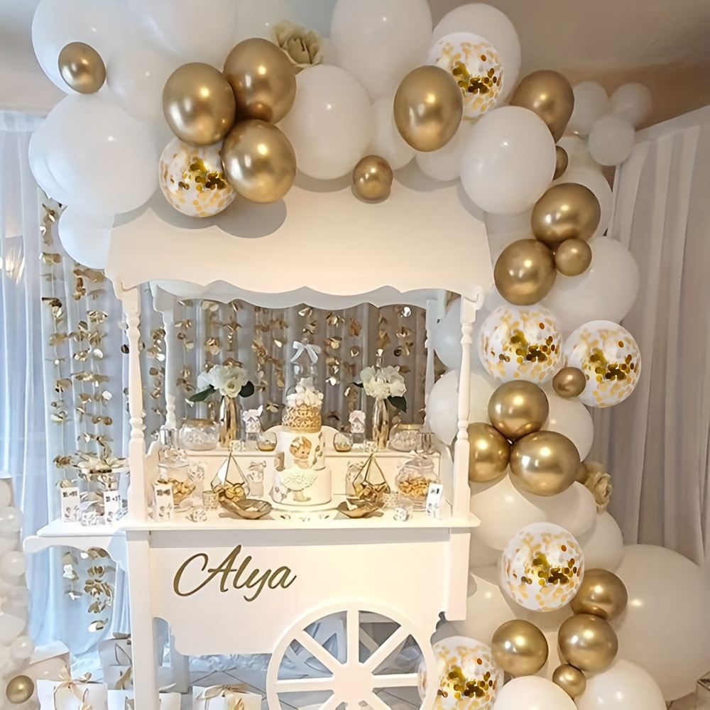 101pcs White Golden Balloons G - مراجعة Wedding Day Supply Kit وسعره