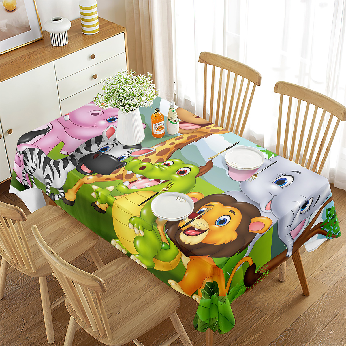 Zoo Tablecloth Happy Zoo Eleph - مراجعة Wedding Zoo وسعره