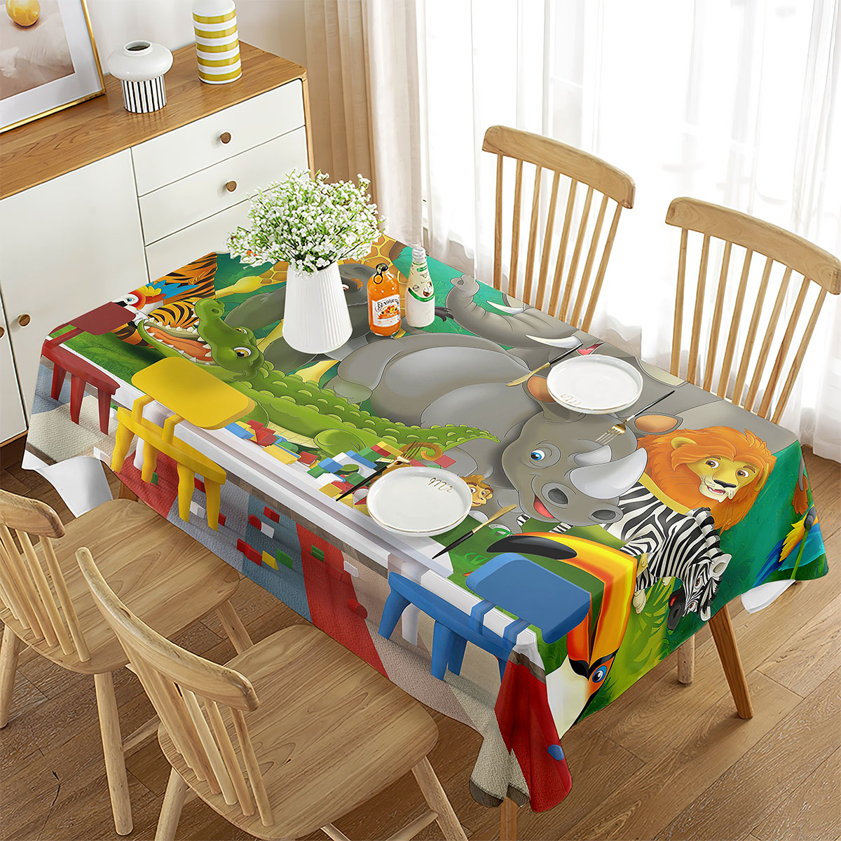 Zoo Tablecloth Happy Zoo Eleph - مراجعة Wedding Zoo وسعره