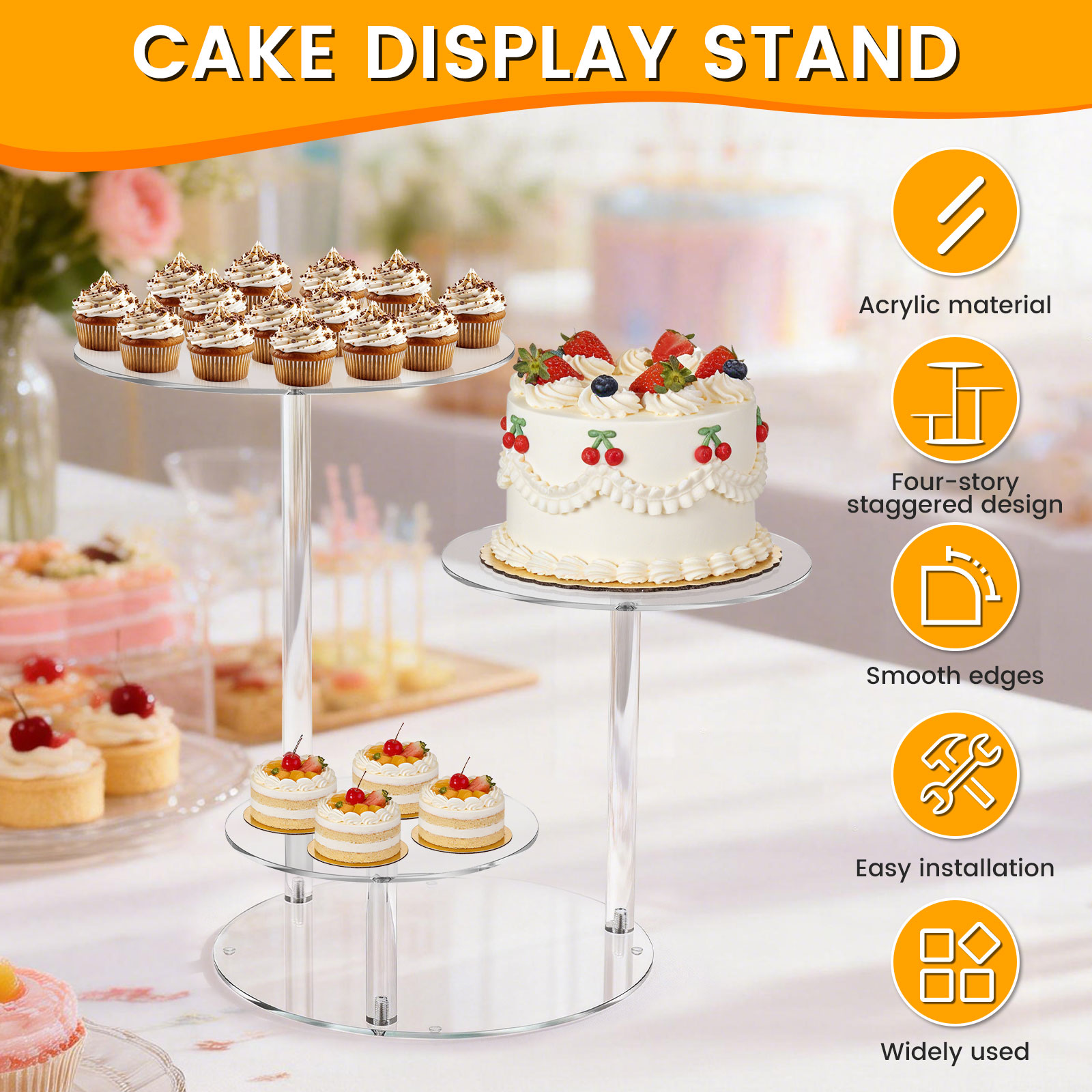 4 Tier Cake Stand Acrylic Tran - مراجعة Wedding Support وسعره