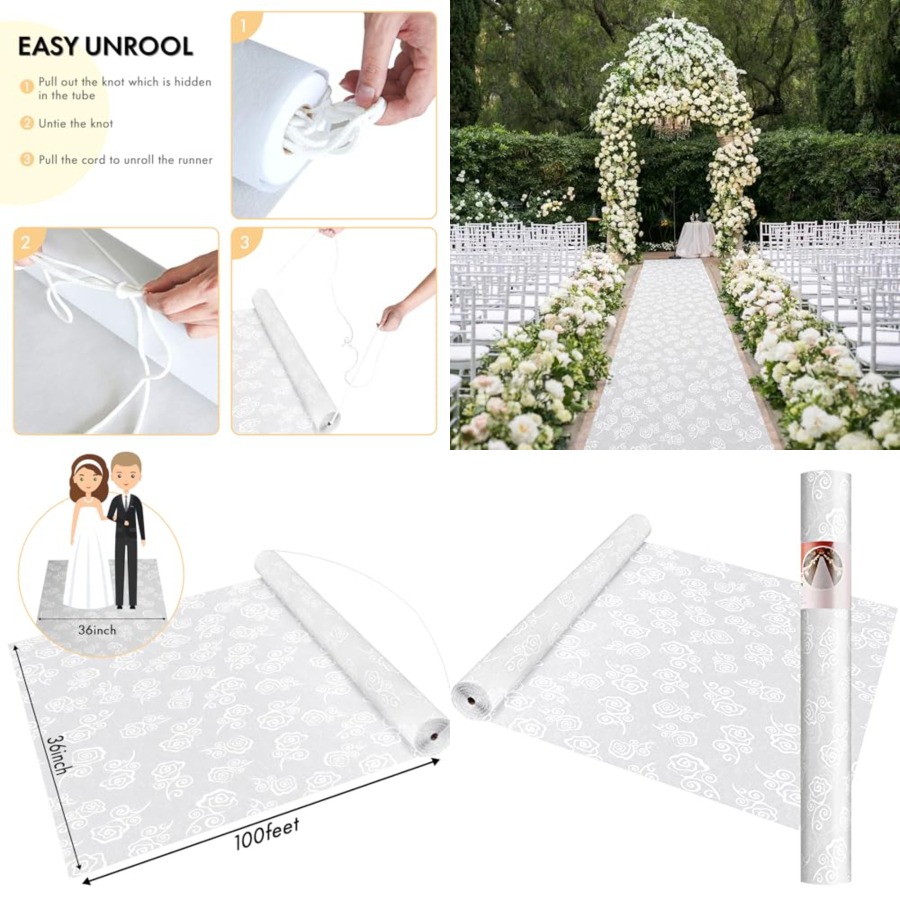 Thickened Aisle Runner for Wed - مراجعة Aisle Runner White وسعره