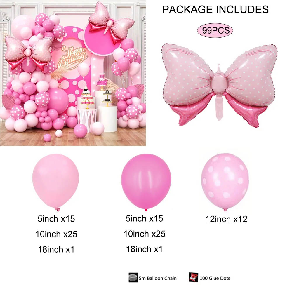99pcs Pink Bow Minnie Foil Bal - مراجعة Wedding Day Supply Kit وسعره