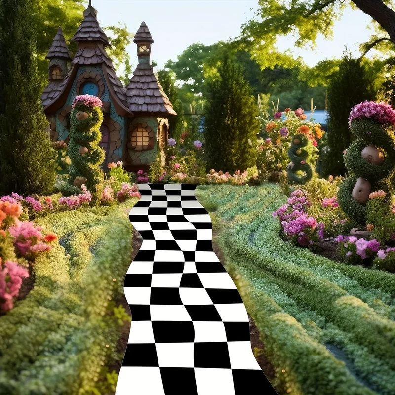VIKAMA Black White Checkered R - مراجعة Aisle Runner White وسعره