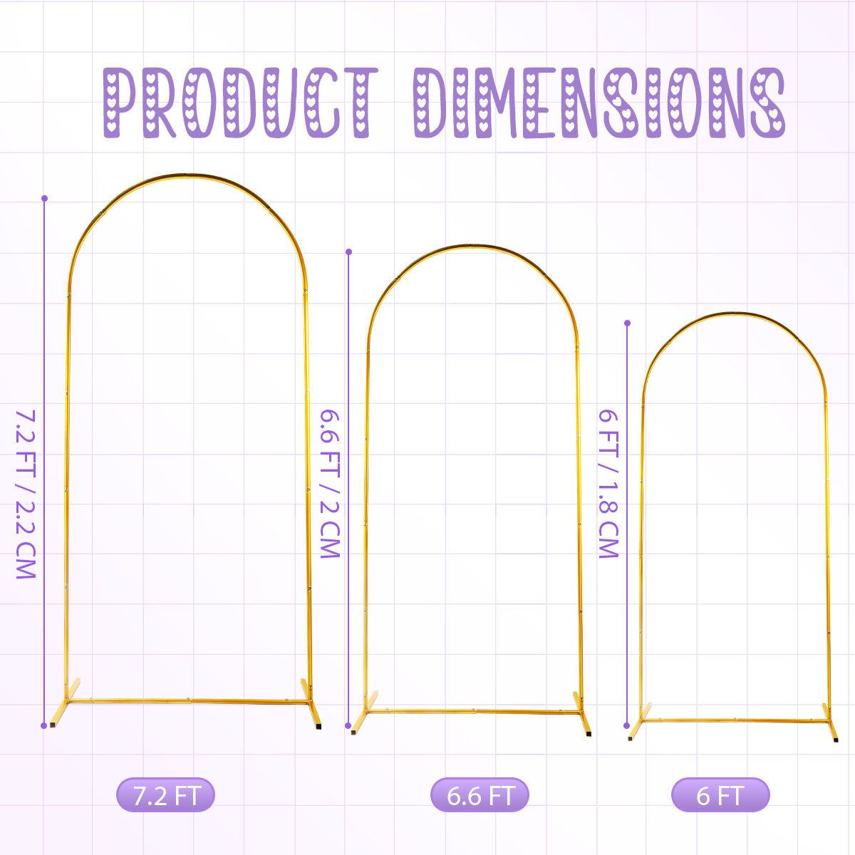 3Pack Golden Metal Arch Kits,  - مراجعة Wedding Support وسعره