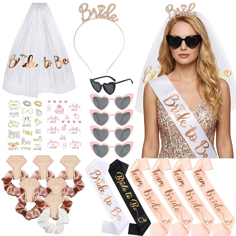 Rose Gold Bachelorette Party D - مراجعة Wedding Day Supply Kit وسعره