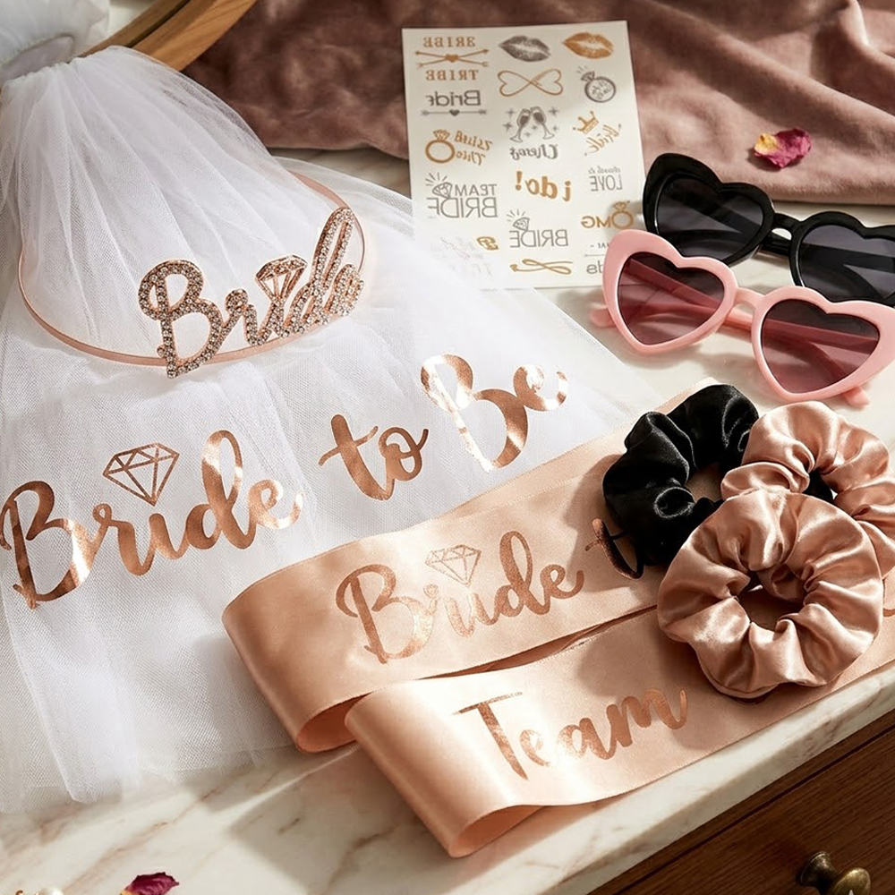 Rose Gold Bachelorette Party D - مراجعة Wedding Day Supply Kit وسعره